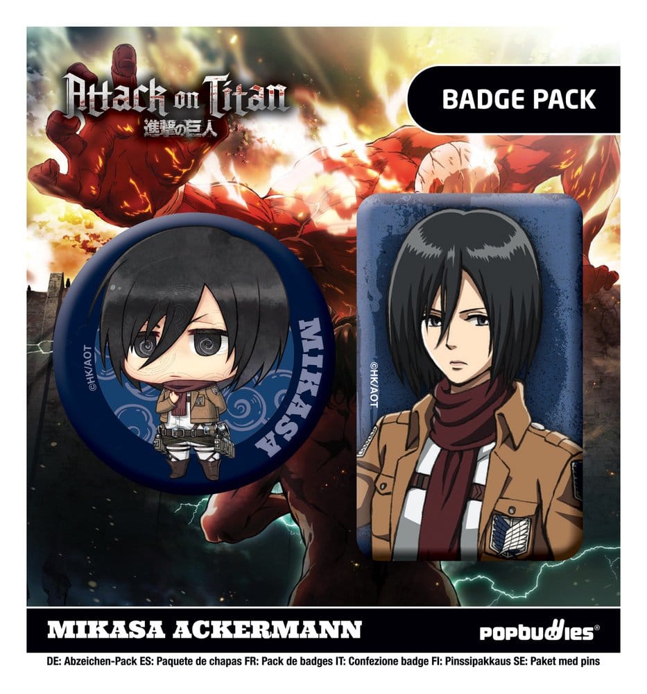 Attack on Titan Anstecker 2er-Pack Mikasa Ackermann
