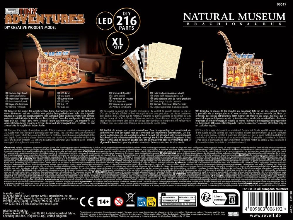 Revell Tiny Adventures Natural Museum 3D-Holzpuzzle Brachiosaurus Skeleton 58 cm
