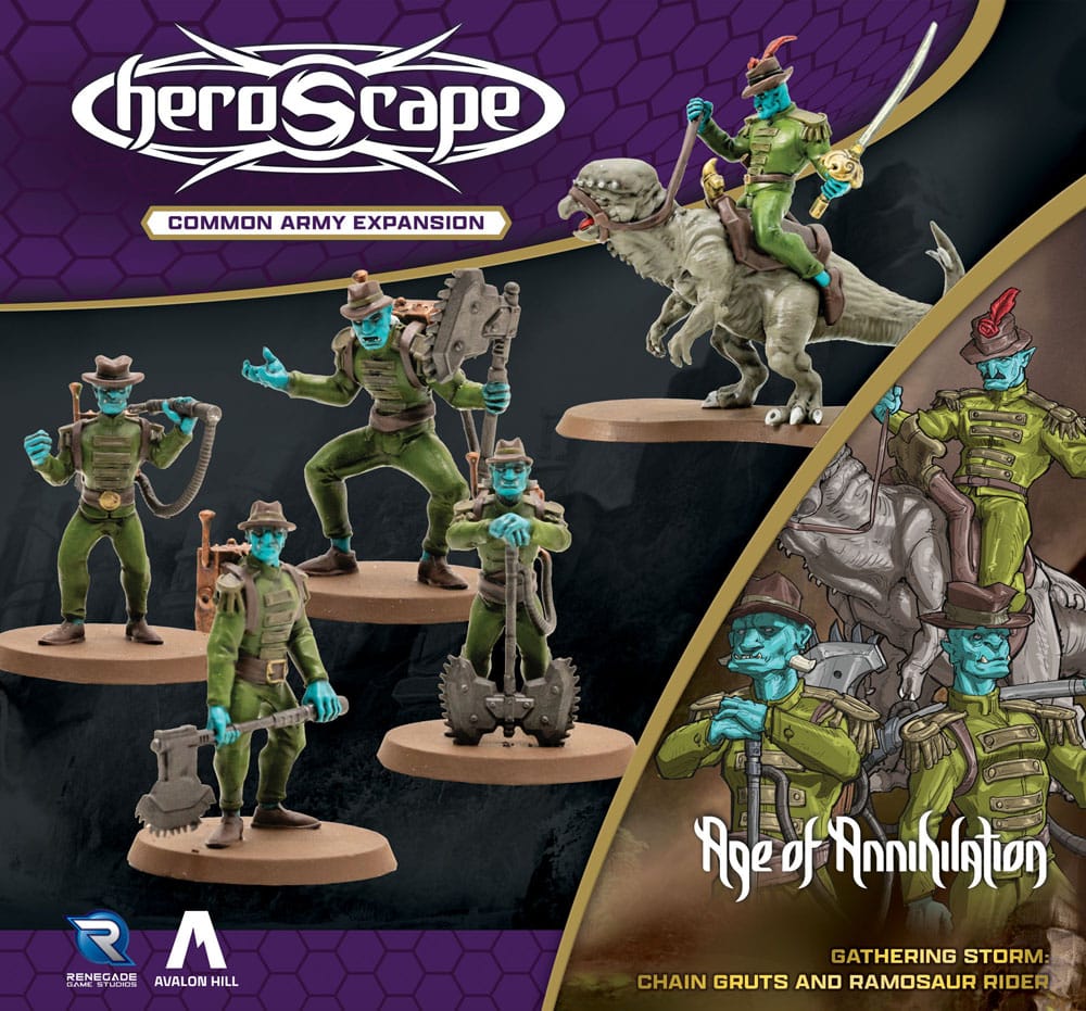 Heroscape Armeeerweiterung Age of Annihilation Chain Gruts & Ramosaur Rider (Common) *Englische Version*