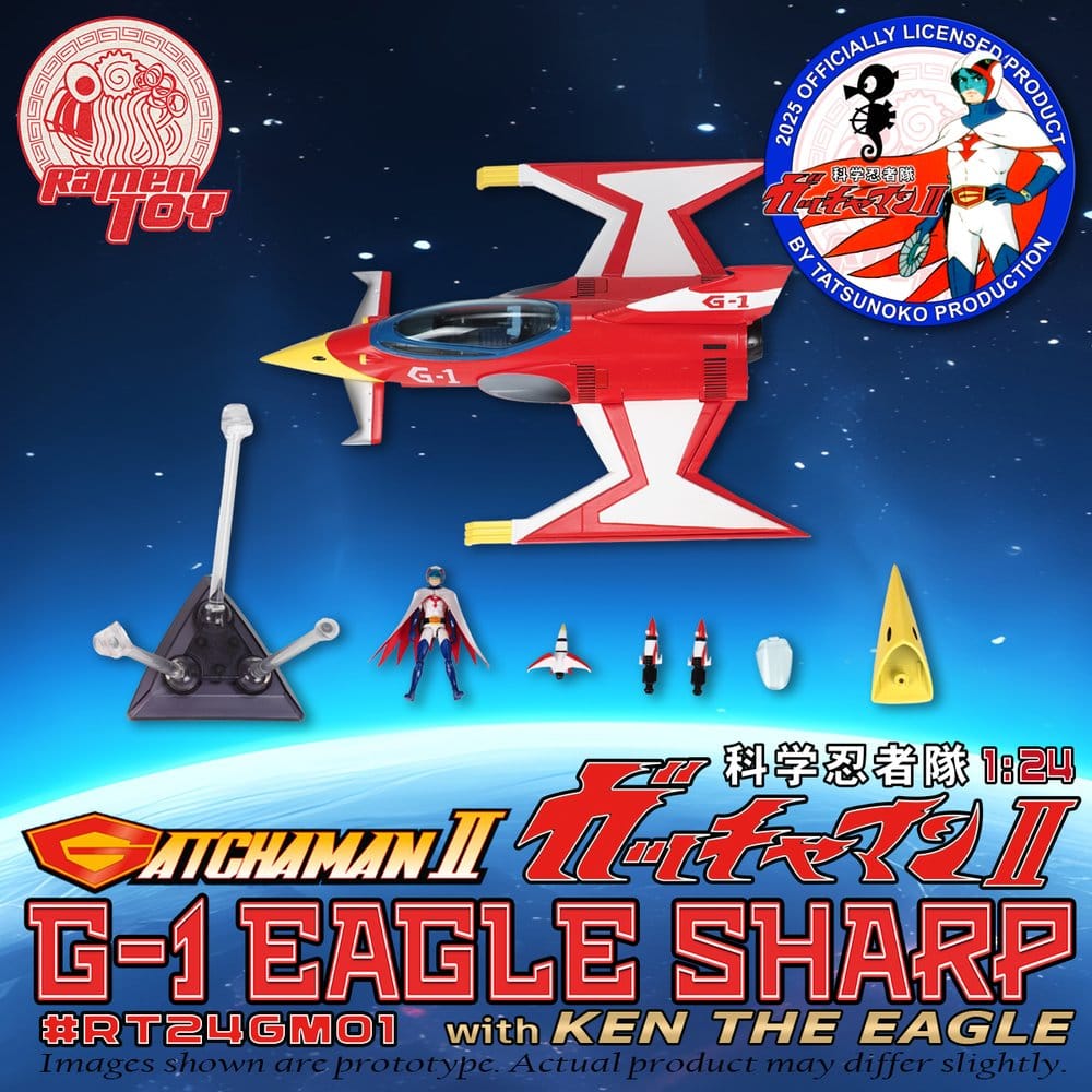 Gatchaman II Actionfigur mit Fahrzeug 1/24 G-1 Eagle Sharp & Ken The Eagle