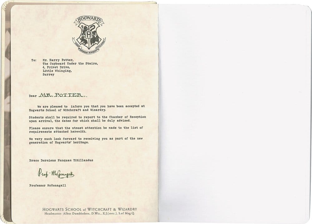 Harry Potter Hardcover Notizbuch Hogwarts-Brief 21 cm