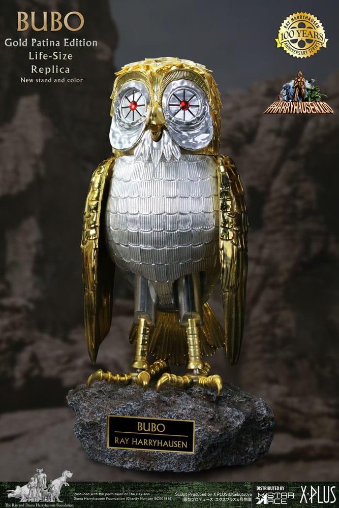 Kampf der Titanen Statue Ray Harryhausens Bubo Gold Patina Edition Deluxe Ver. 34 cm