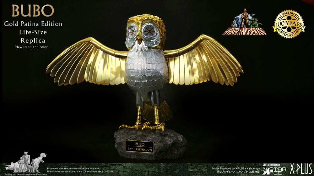 Kampf der Titanen Statue Ray Harryhausens Bubo Gold Patina Edition Deluxe Ver. 34 cm