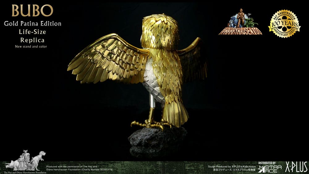 Kampf der Titanen Statue Ray Harryhausens Bubo Gold Patina Edition Deluxe Ver. 34 cm
