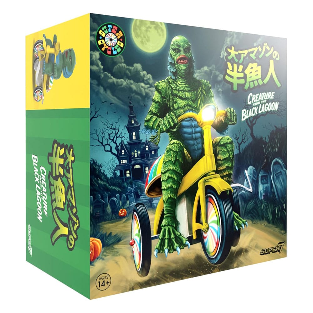 Universal Monsters Super Cycles Actionfigur Der Schrecken vom Amazonas (Dark Green with Yellow Trike) 13 cm