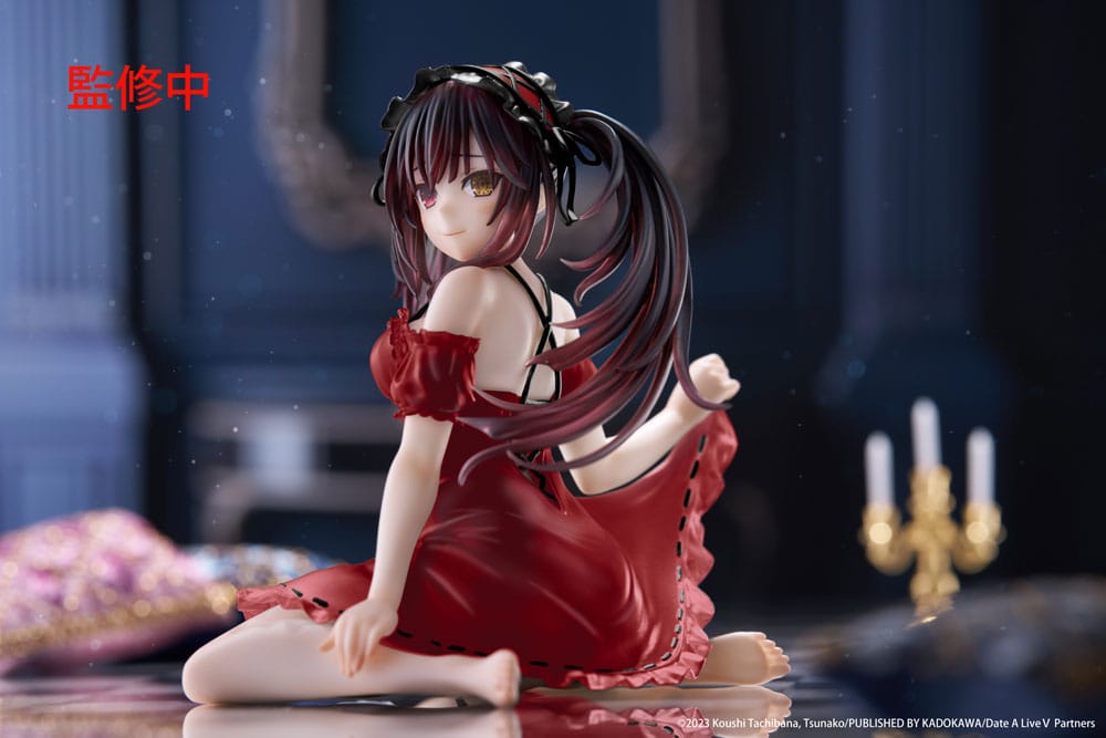 Date A Live V PVC Statue Desktop Cute Figure Kurumi Tokisaki Nightwear Ver. Renewal 13 cm