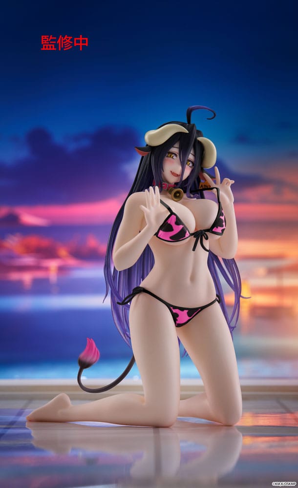 Overlord PVC Statue Desktop Cute Figure Albedo Cow-Print Swimsuit Ver. Renewal 13 cm