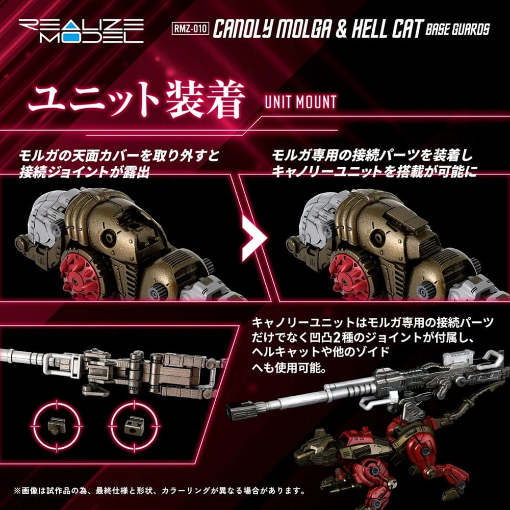Zoids Plastic Model Kits 2er-Pack 1/100 RMZ-010 Canoly Molga & Hell Cat Base Guards Sets 20 cm