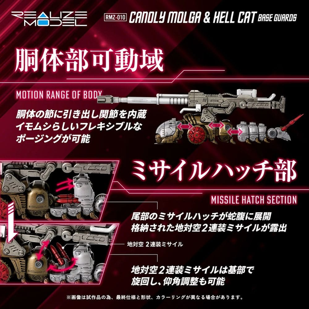 Zoids Plastic Model Kits 2er-Pack 1/100 RMZ-010 Canoly Molga & Hell Cat Base Guards Sets 20 cm