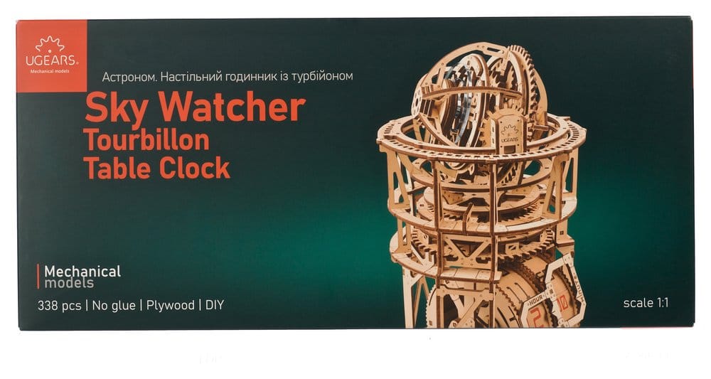 Ugears 3D-Holzpuzzle Tourbillon-Tischuhr Sternengucker