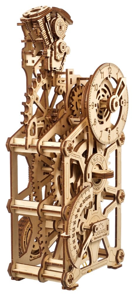 Ugears 3D-Holzpuzzle Motoren-Uhr