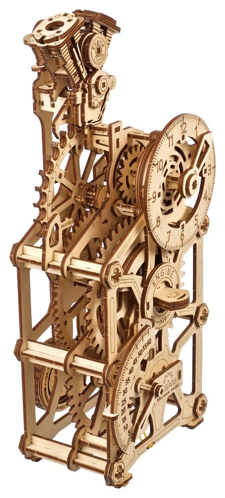 Ugears 3D-Holzpuzzle Motoren-Uhr