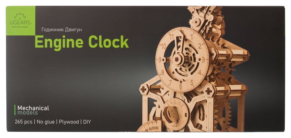 Ugears 3D-Holzpuzzle Motoren-Uhr