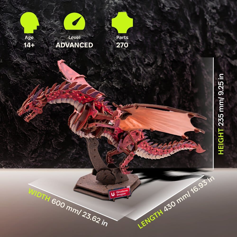 Ugears 3D Modellbausatz aus Holz Firestorm Dragon 43 cm