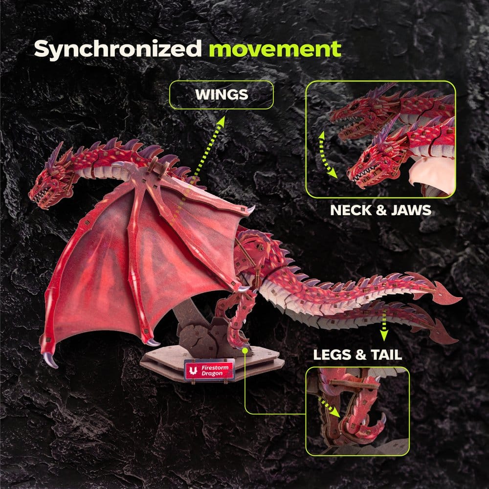 Ugears 3D Modellbausatz aus Holz Firestorm Dragon 43 cm