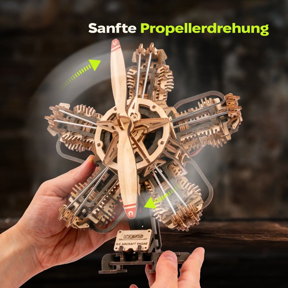 Ugears 3D Modellbausatz aus Holz R-5 Flugzeugmotor 25 cm