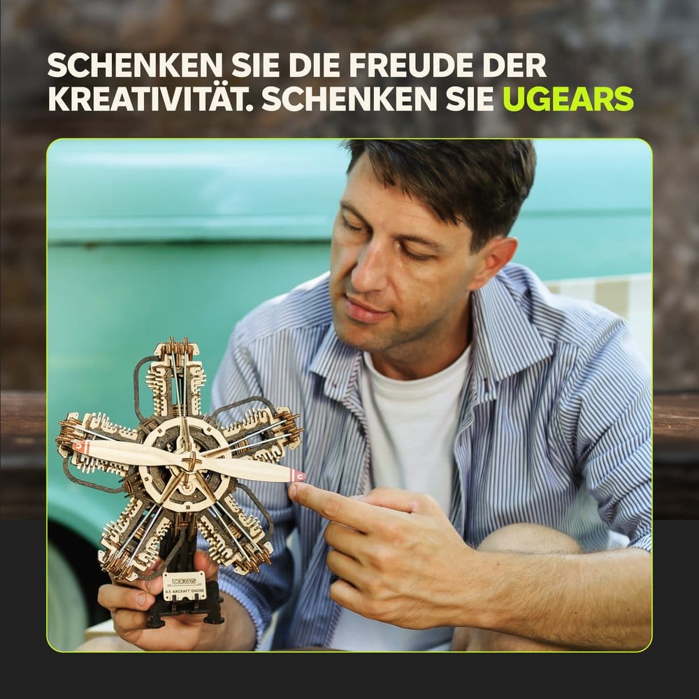 Ugears 3D Modellbausatz aus Holz R-5 Flugzeugmotor 25 cm