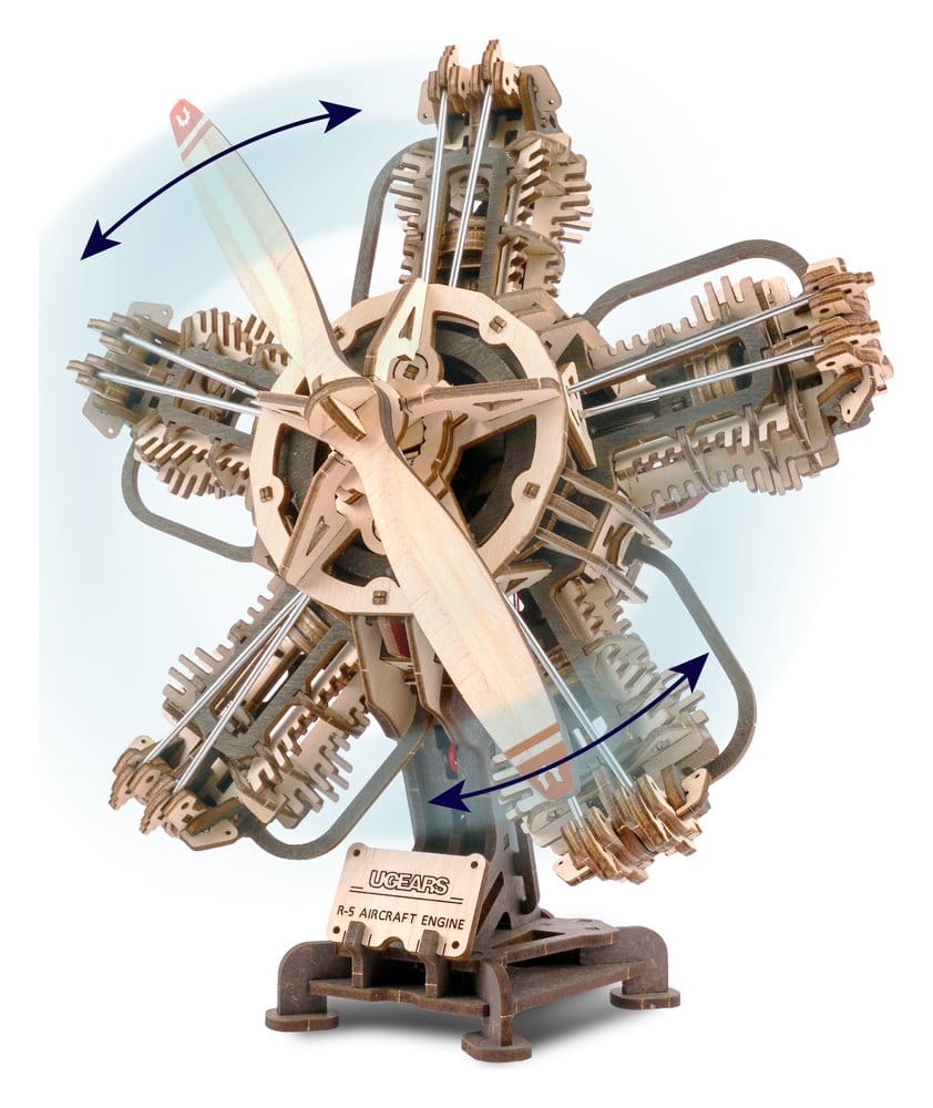 Ugears 3D Modellbausatz aus Holz R-5 Flugzeugmotor 25 cm