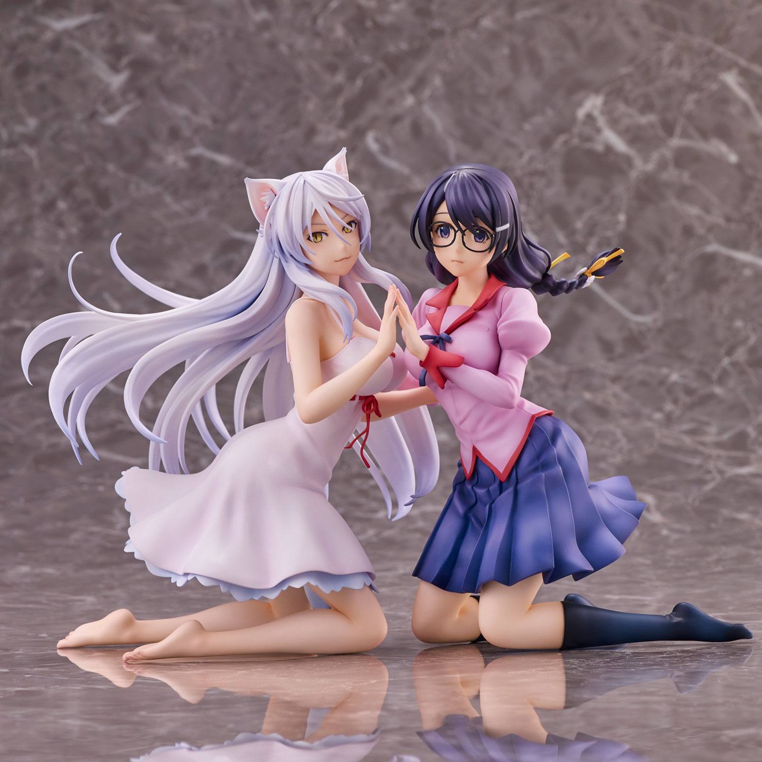 Nekomonogatari Monogatari Series PVC Statuen Tsubasa Hanekawa Set (re-run) 19 cm