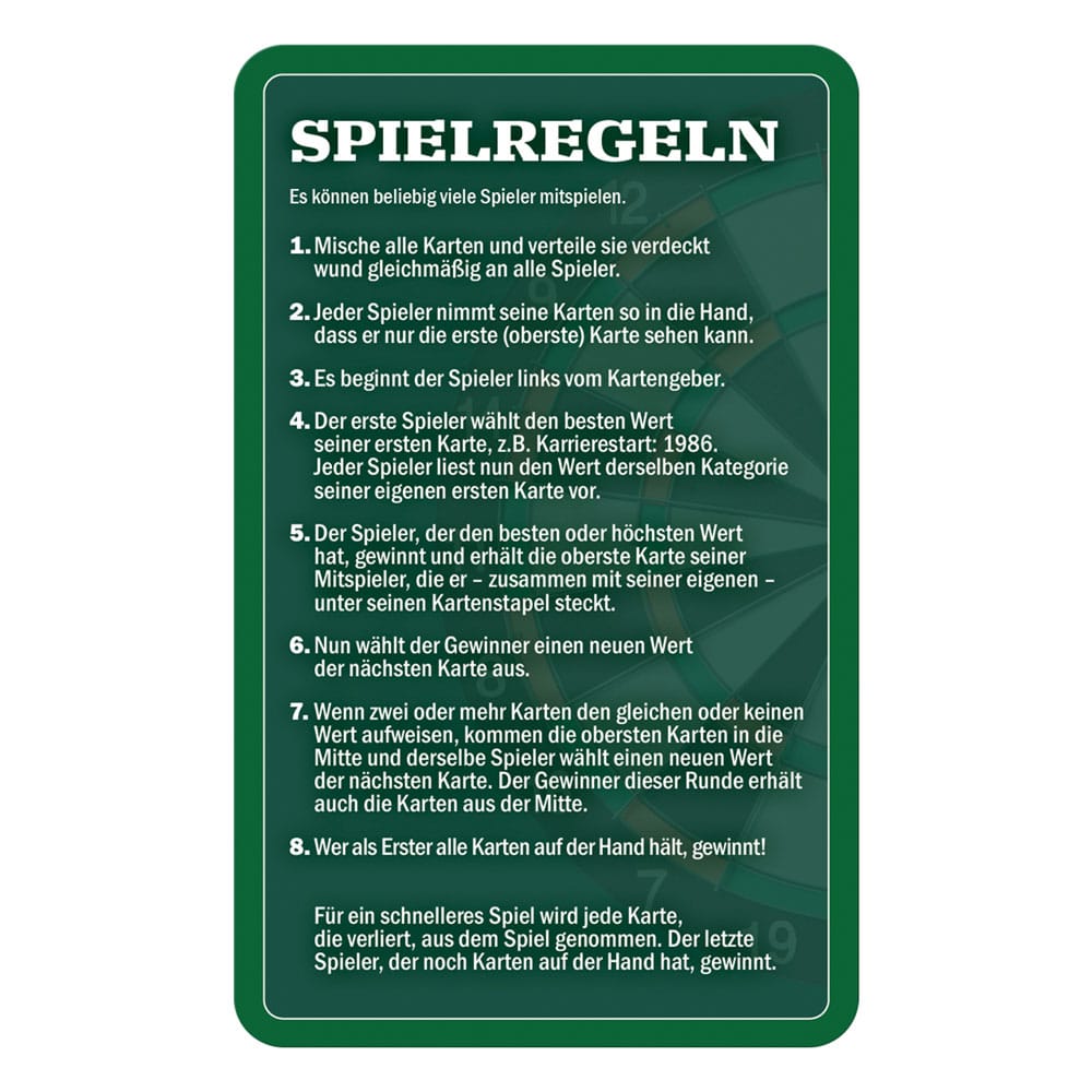 Darts Kartenspiel Top Trumps Collectables Legenden *Deutsche Version*