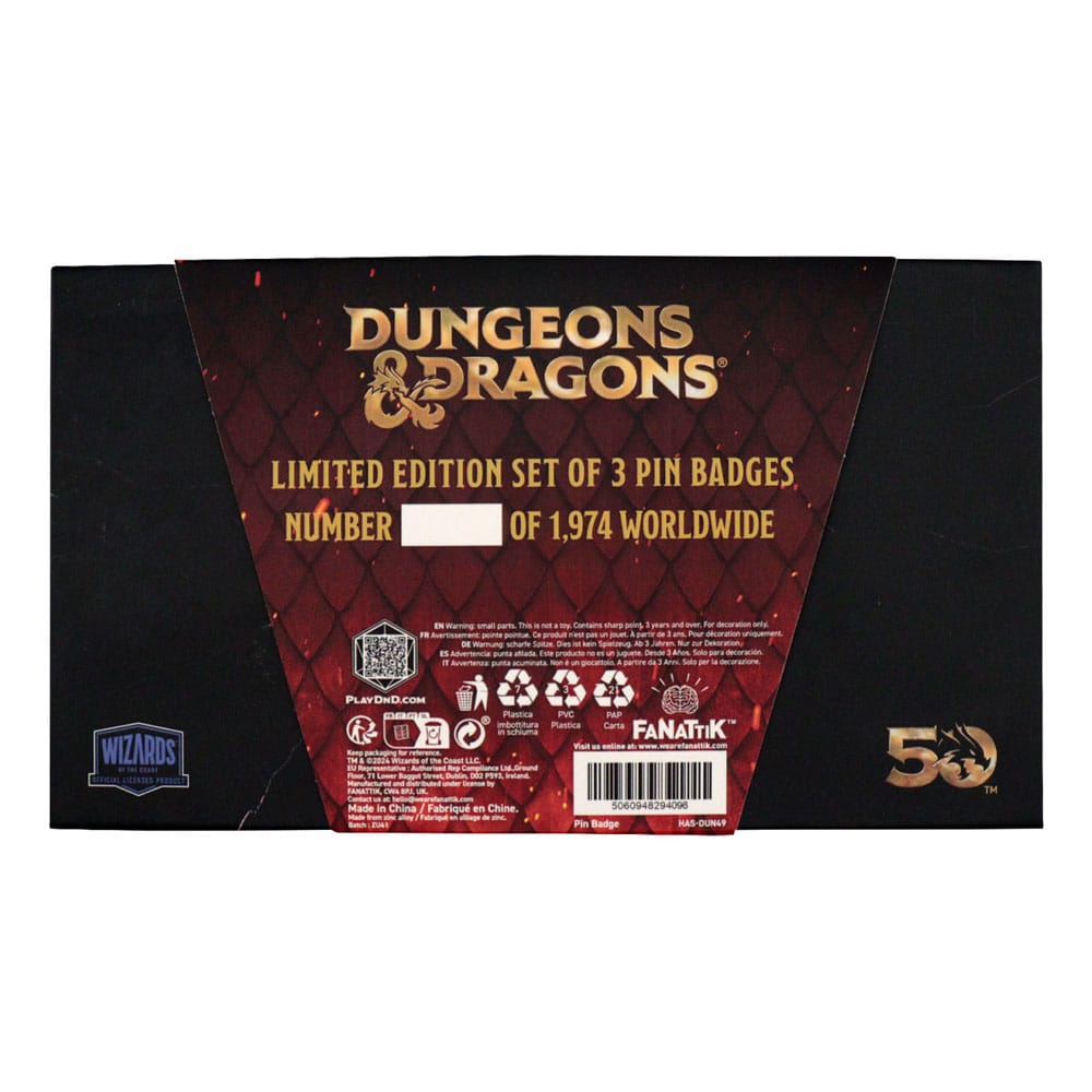 Dungeons & Dragons Ansteck-Pins 3er-Set 50th Anniversary
