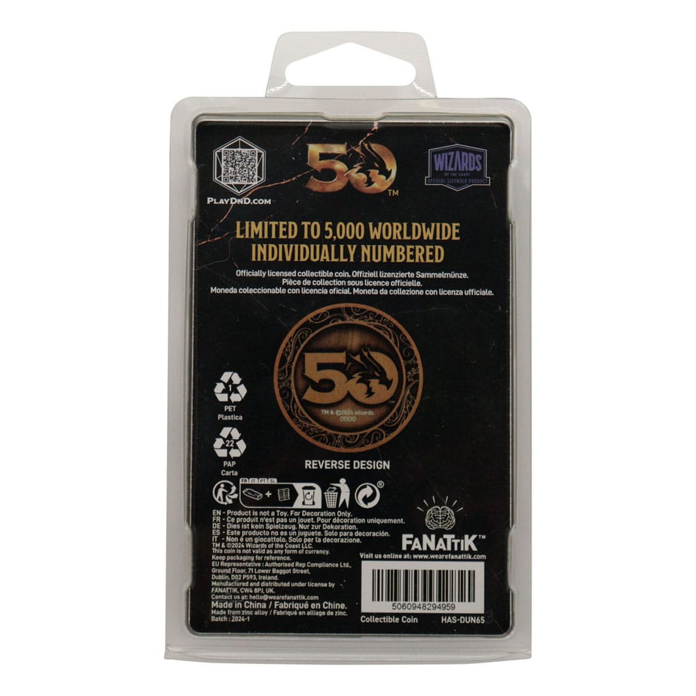 Dungeons & Dragons Sammelmünze 50th Anniversary Antique Gold Edition 4 cm