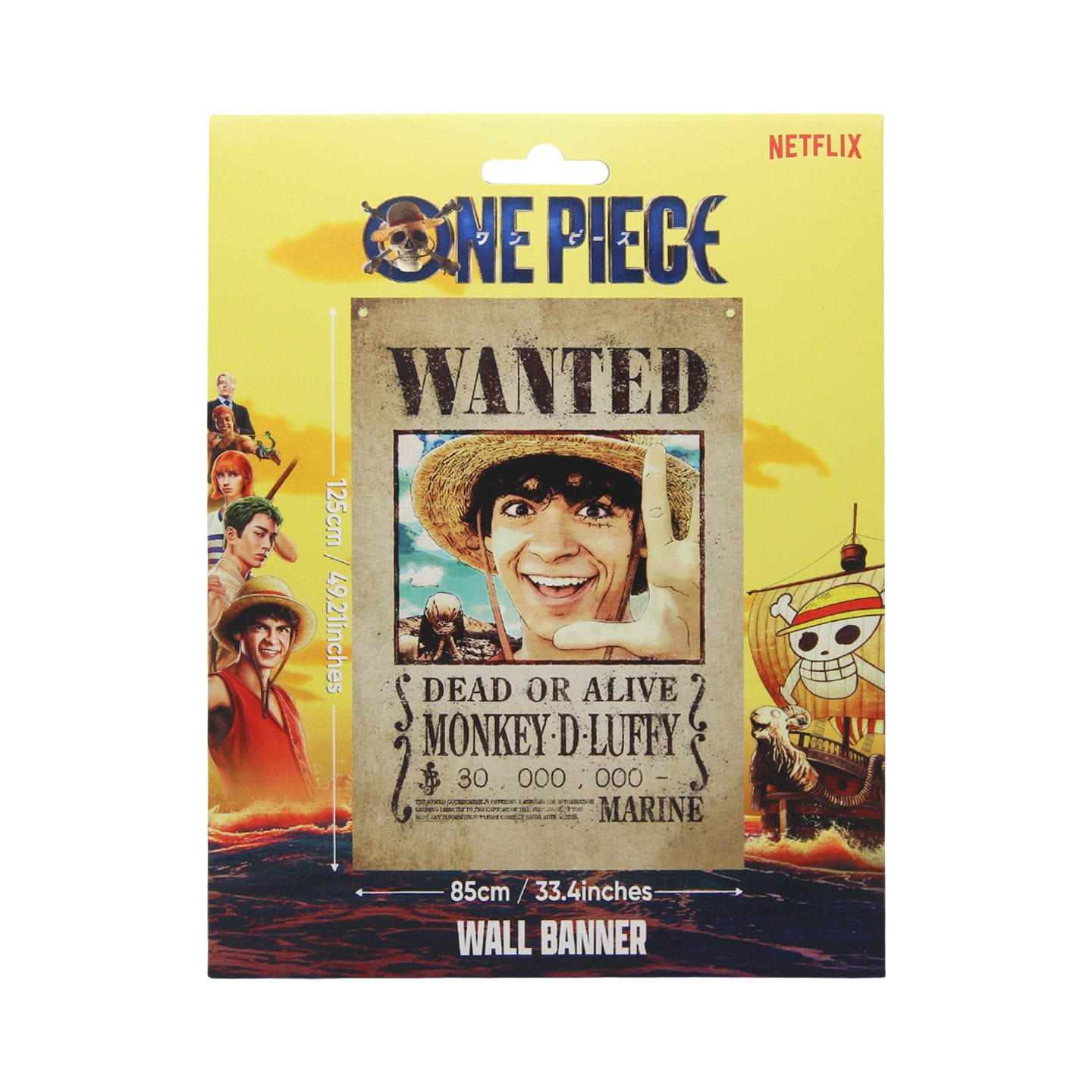 One Piece Wandbehang Luffy Wanted 120 x 85 cm