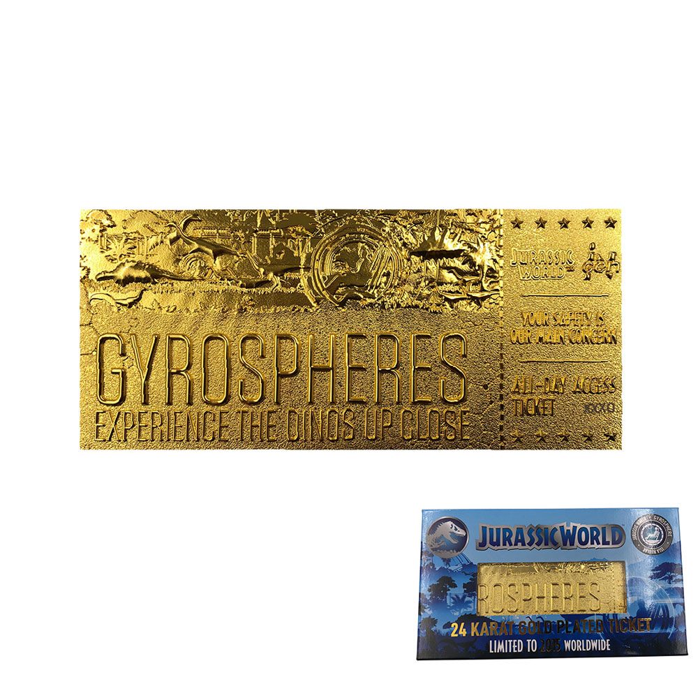 Jurassic World Replik Gyrosphere Collectible Ticket (vergoldet)