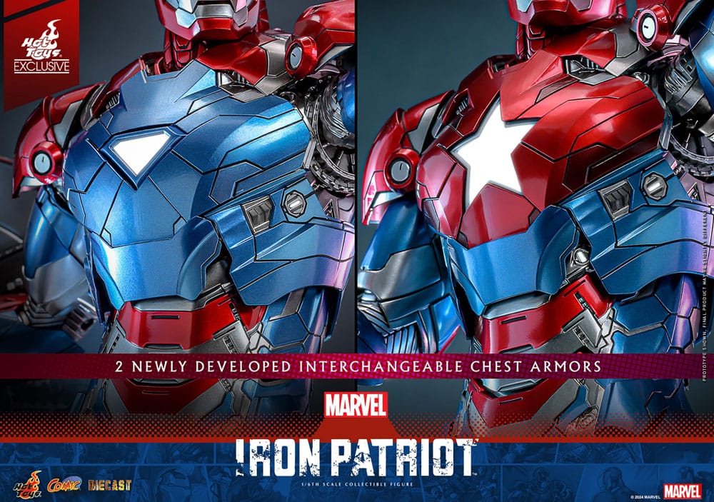 Marvel Comic Diecast Masterpiece Actionfigur 1/6 Iron Patriot Hot Toys Exclusive 32 cm