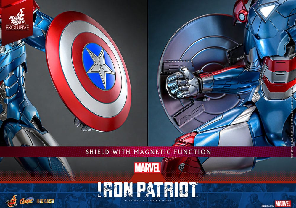 Marvel Comic Diecast Masterpiece Actionfigur 1/6 Iron Patriot Hot Toys Exclusive 32 cm