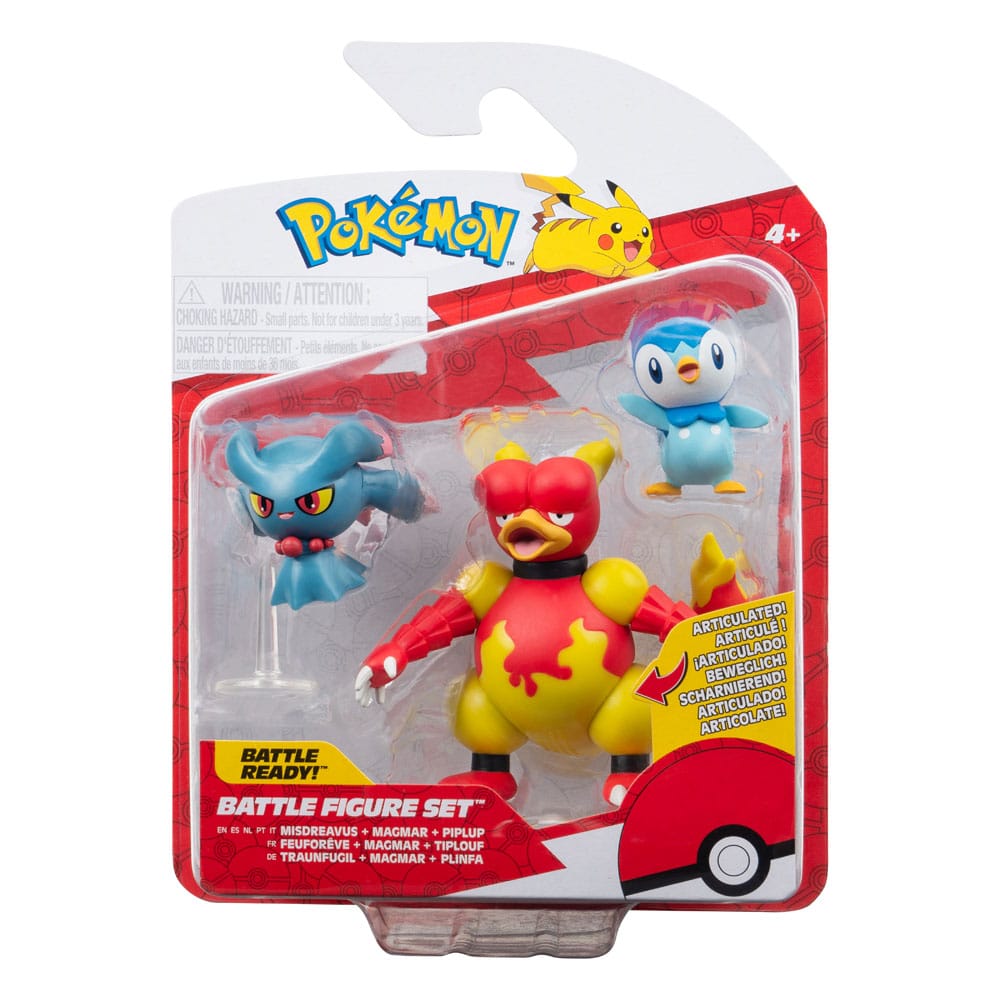 Pokémon Battle Figure Set Figuren 3er-Pack Plinfa, Traunfugil, Magmar 5 cm
