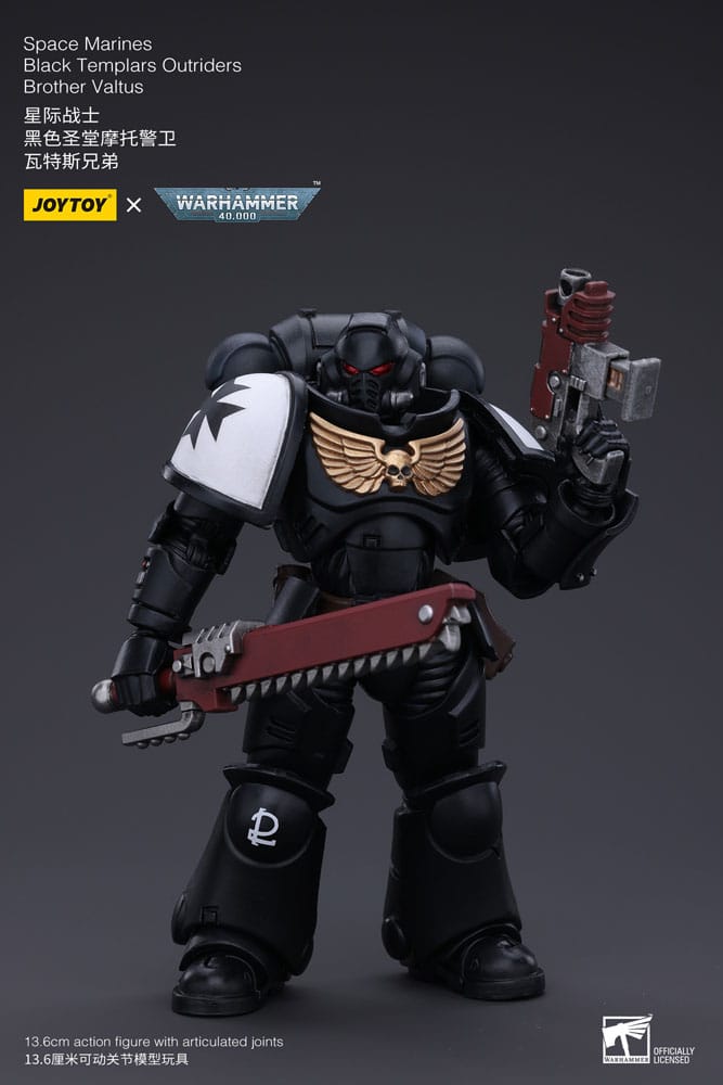 Warhammer 40k Actionfigur 1/18 Space Marines Black Templars Outriders Brother Valtus 14 cm