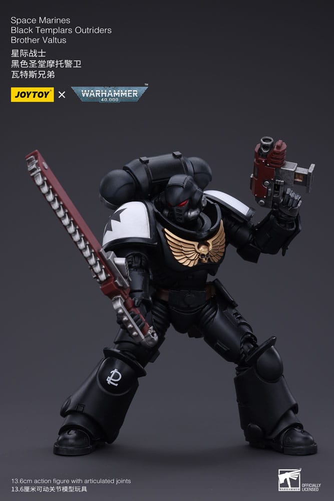 Warhammer 40k Actionfigur 1/18 Space Marines Black Templars Outriders Brother Valtus 14 cm
