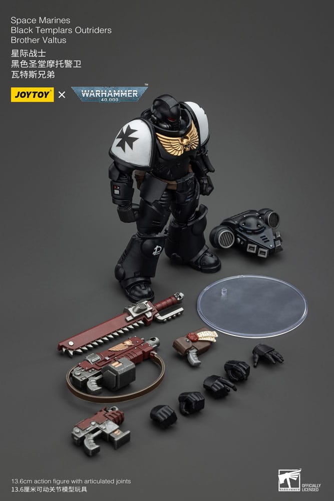 Warhammer 40k Actionfigur 1/18 Space Marines Black Templars Outriders Brother Valtus 14 cm