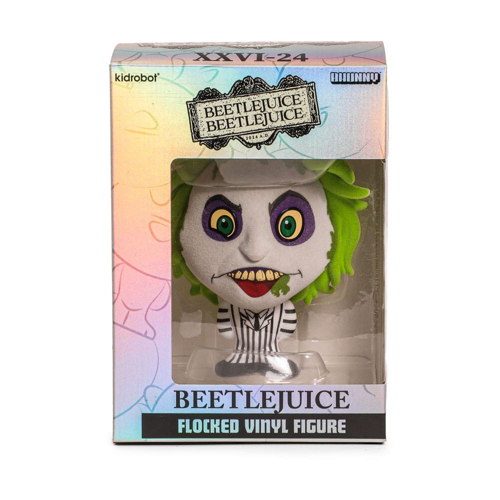 Beetlejuice Beetlejuice Bhunny Flocked Vinyl Figur Beetlejuice Striped Suit 10 cm