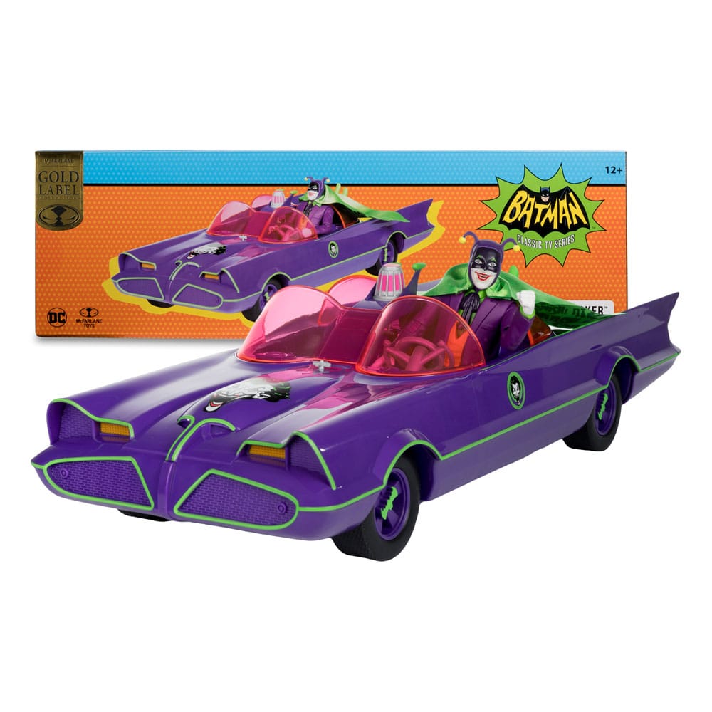 DC Retro Actionfigur und Fahrzeug Batman 66 Batmobil with Joker (Gold Label)