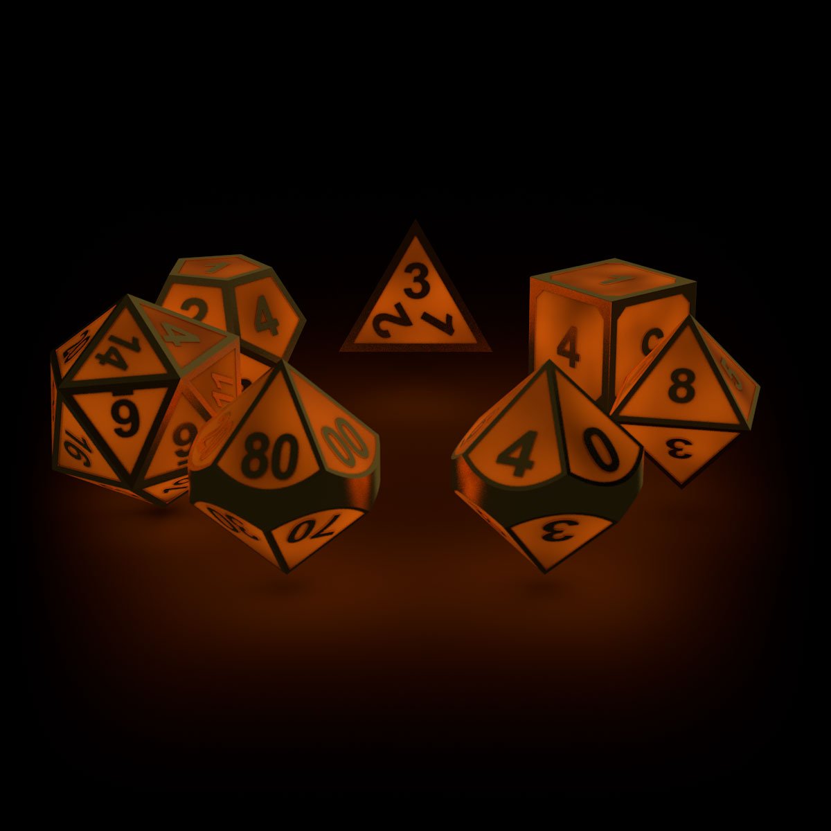 Oakie Doakie Dice Würfel RPG-Set Metal Glow in the Dark - Golden Princess (7)