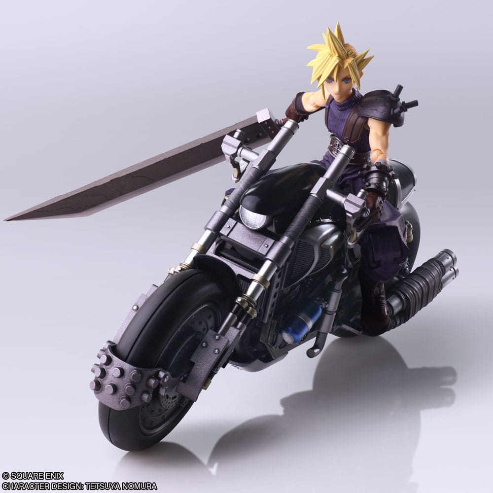 Final Fantasy VII Bring Arts Actionfigur und Fahrzeug Cloud Strife & Hardy-Daytona 15 cm