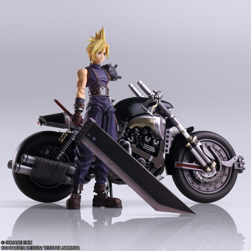 Final Fantasy VII Bring Arts Actionfigur und Fahrzeug Cloud Strife & Hardy-Daytona 15 cm