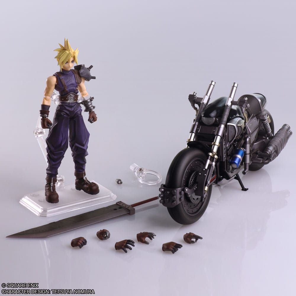 Final Fantasy VII Bring Arts Actionfigur und Fahrzeug Cloud Strife & Hardy-Daytona 15 cm