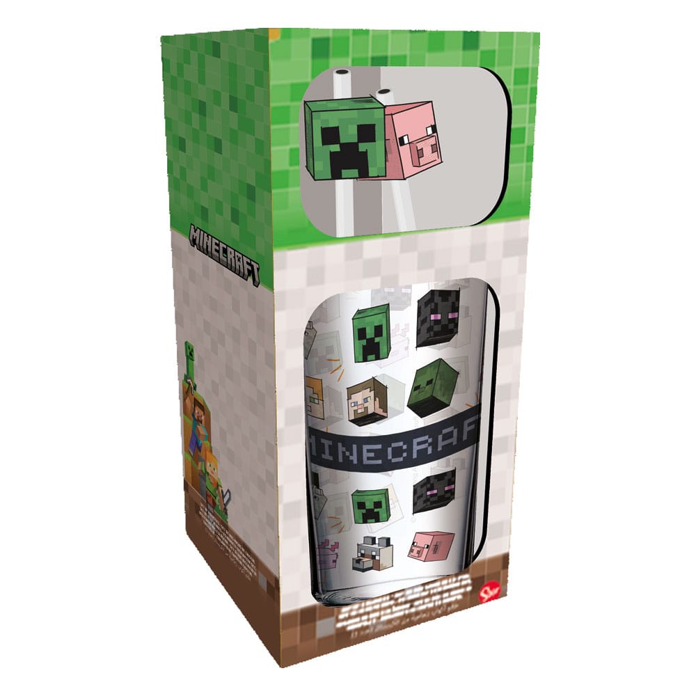 Minecraft Glas Tumbler mit Trinkhalmen Characters