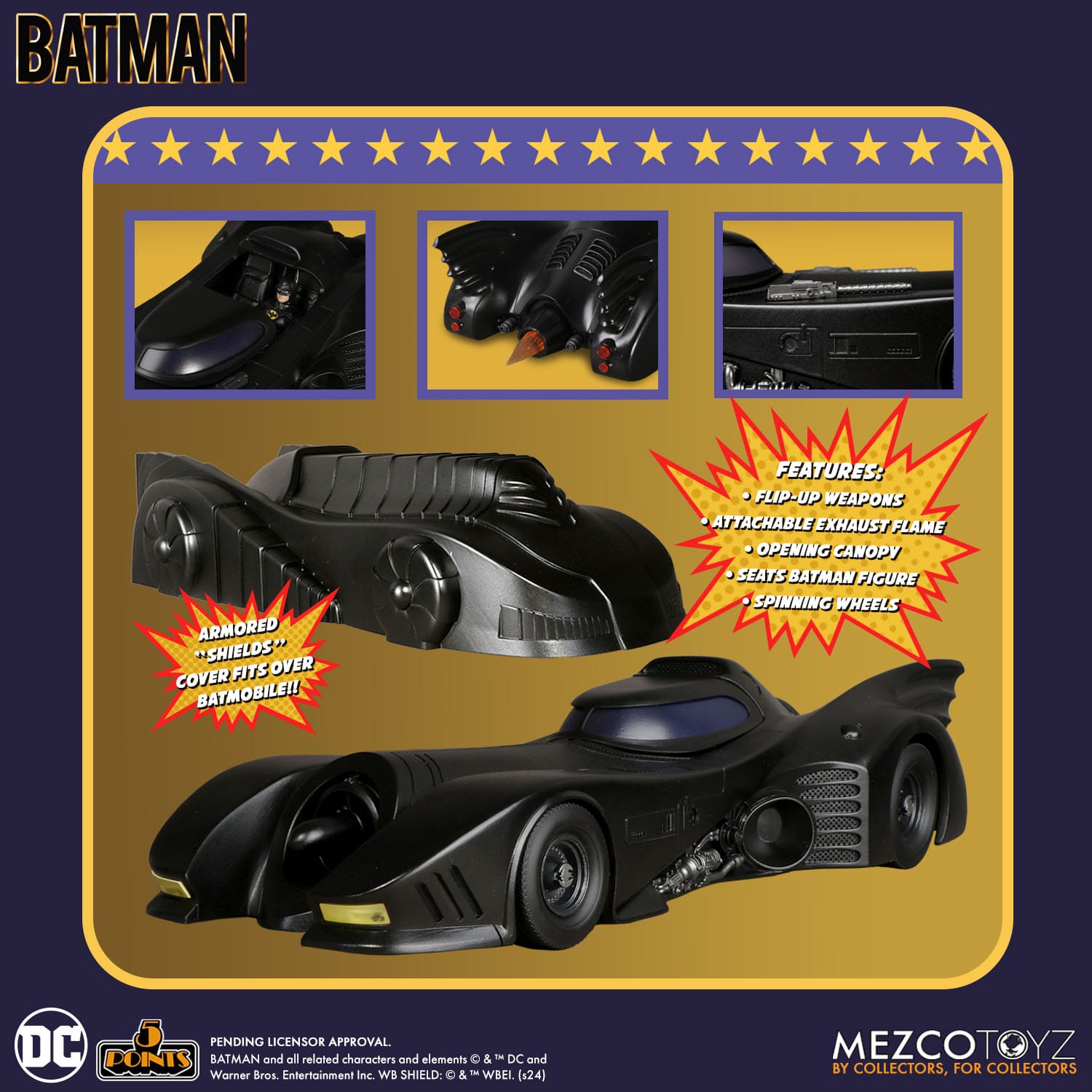 Batman (1989) 5 Points Actionfiguren (Set) 9 cm - 3 Stück & Batmobile