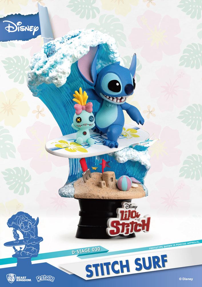 Disney Summer Series D-Stage PVC Diorama Surfer Stitch 15 cm
