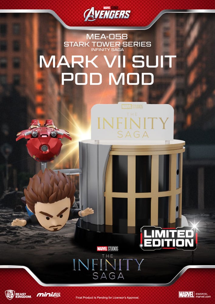 Marvel Mini Egg Attack Figuren The Infinity Saga Stark Tower series Tony Stark & Mark VII suit pod mod 12 cm
