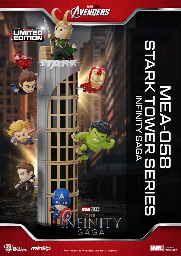 Marvel Mini Egg Attack Figuren The Infinity Saga Stark Tower series Tony Stark & Mark VII suit pod mod 12 cm