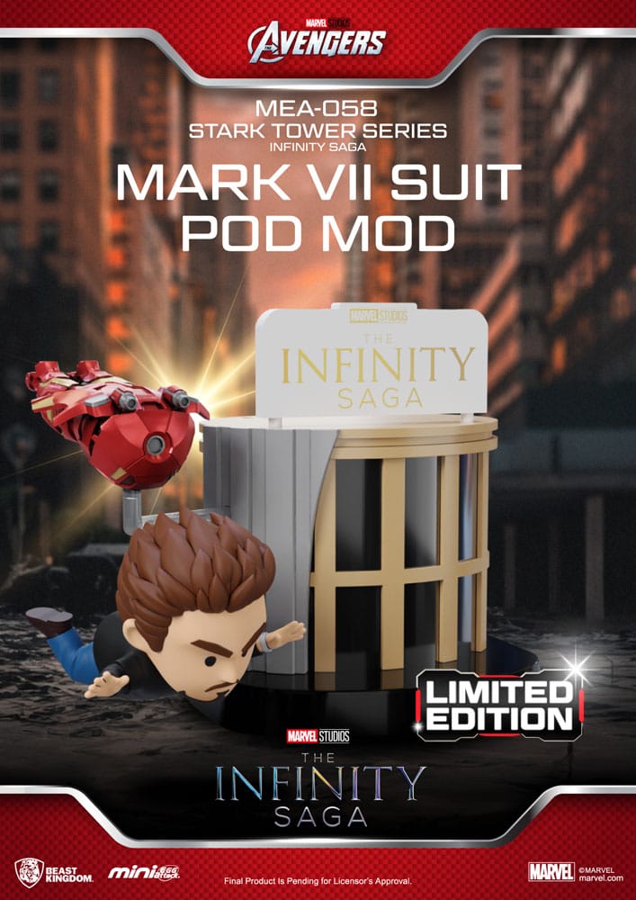 Marvel Mini Egg Attack Figuren The Infinity Saga Stark Tower series Tony Stark & Mark VII suit pod mod 12 cm
