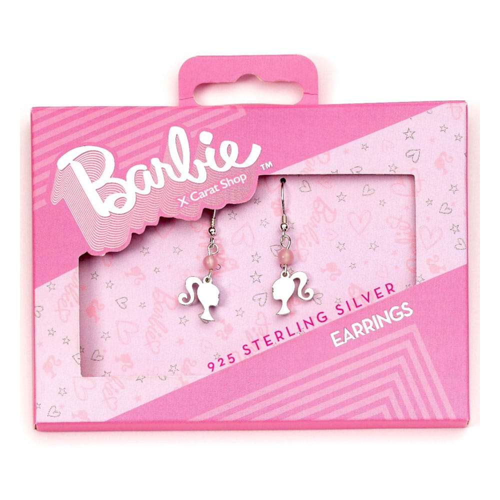 Barbie Drop Ohrringe Silhouette & Rose Quartz (Sterling Silber)