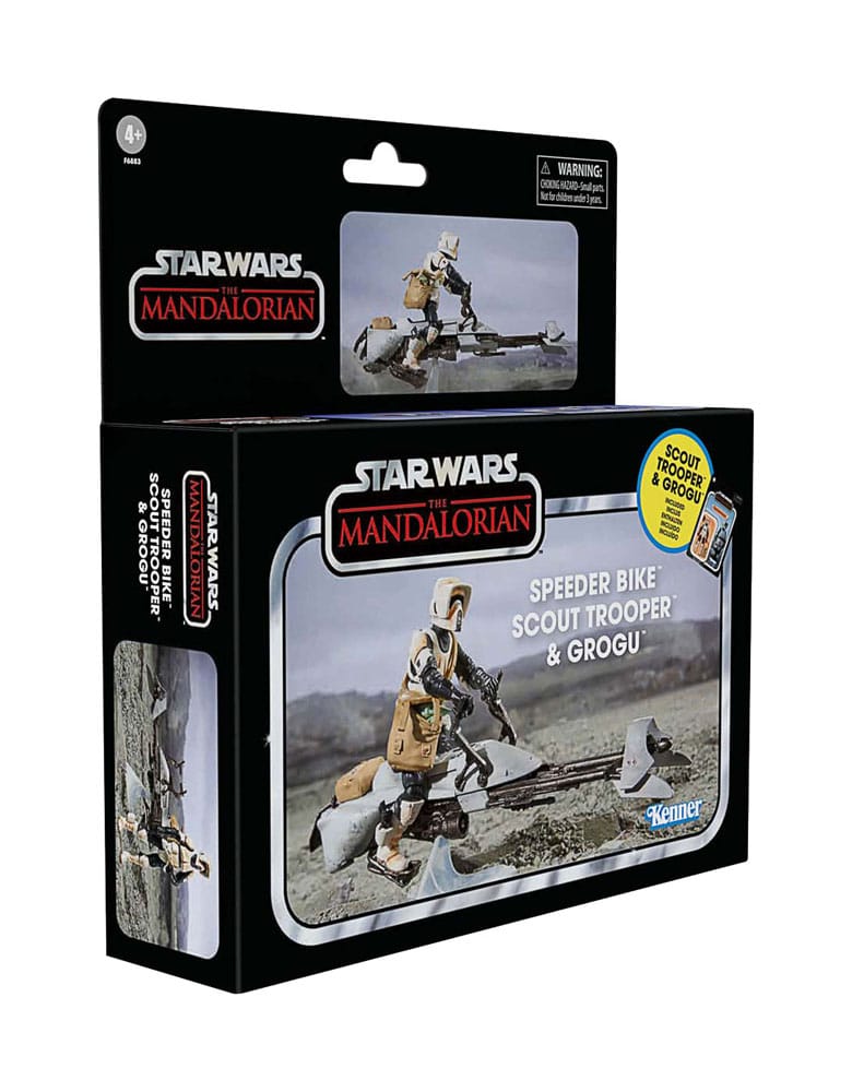 Star Wars: The Mandalorian Vintage Collection Fahrzeug mit Figuren Speeder Bike with Scout Trooper & Grogu