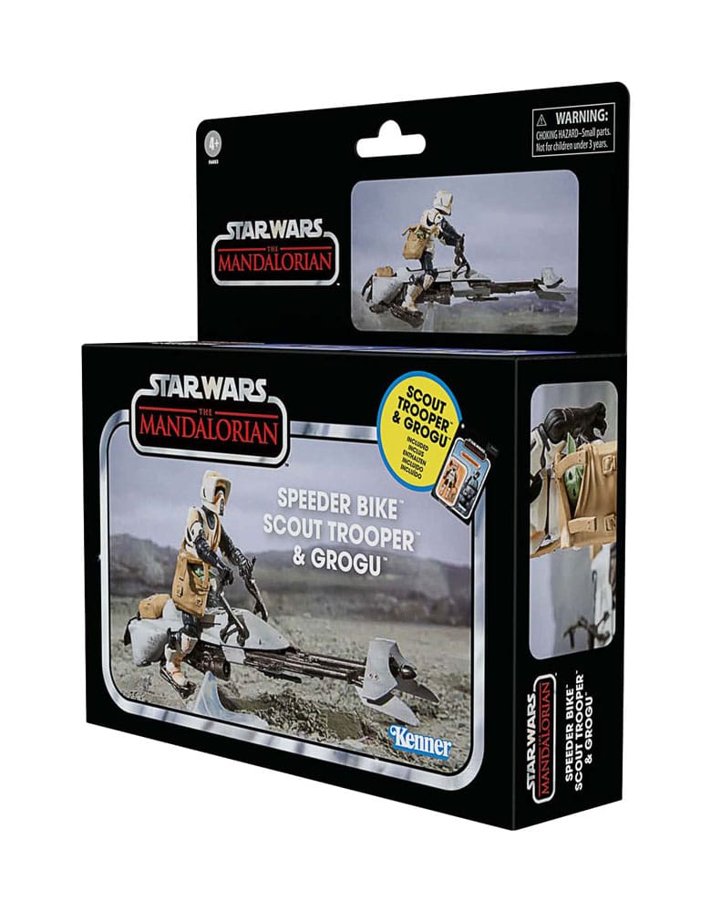 Star Wars: The Mandalorian Vintage Collection Fahrzeug mit Figuren Speeder Bike with Scout Trooper & Grogu