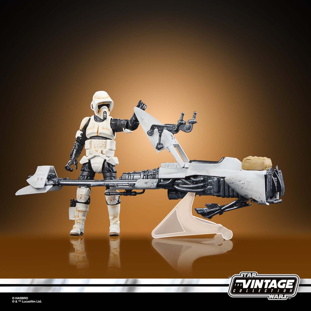 Star Wars: The Mandalorian Vintage Collection Fahrzeug mit Figuren Speeder Bike with Scout Trooper & Grogu